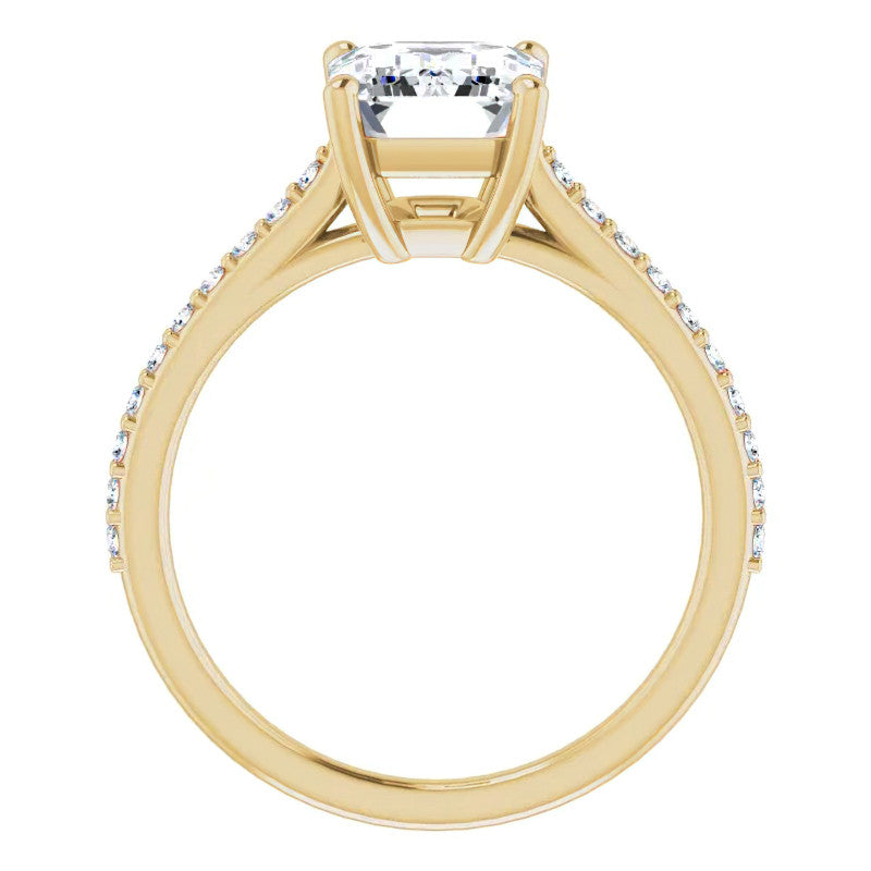 Emerald / Radiant cut Moissanite Engagement Ring