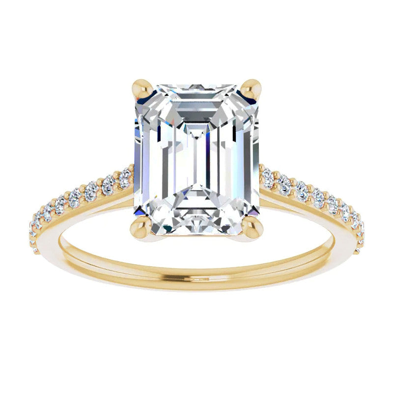 Emerald / Radiant cut Moissanite Engagement Ring