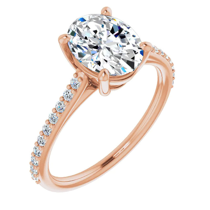 Oval Accented Cathedral Engagement Ring