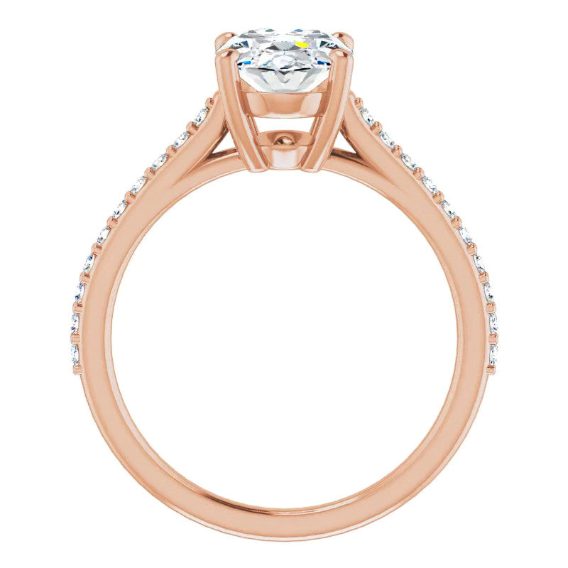 Oval Accented Cathedral Engagement Ring
