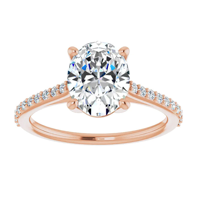 Oval Accented Cathedral Engagement Ring