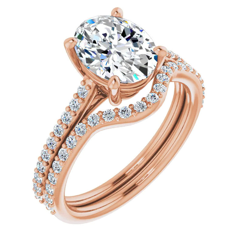 Oval Accented Cathedral Engagement Ring
