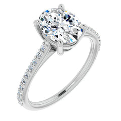 Oval Accented Cathedral Engagement Ring