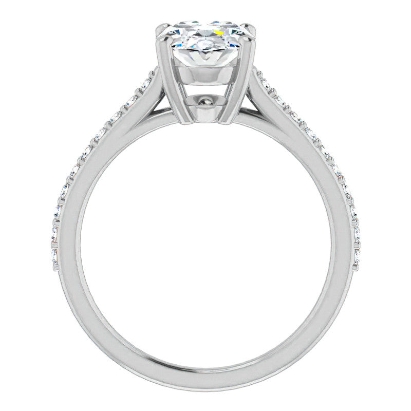 Oval Accented Cathedral Engagement Ring