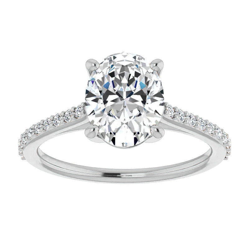 Oval Accented Cathedral Engagement Ring