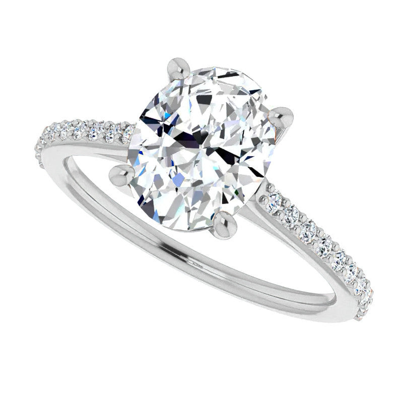 Oval Accented Cathedral Engagement Ring