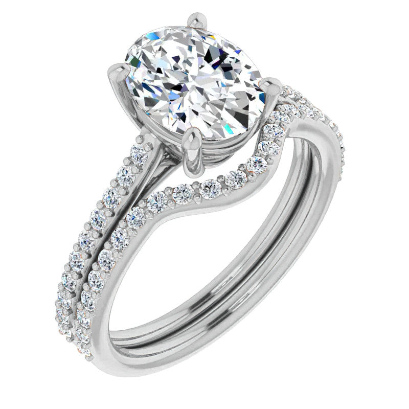 Oval Accented Cathedral Engagement Ring
