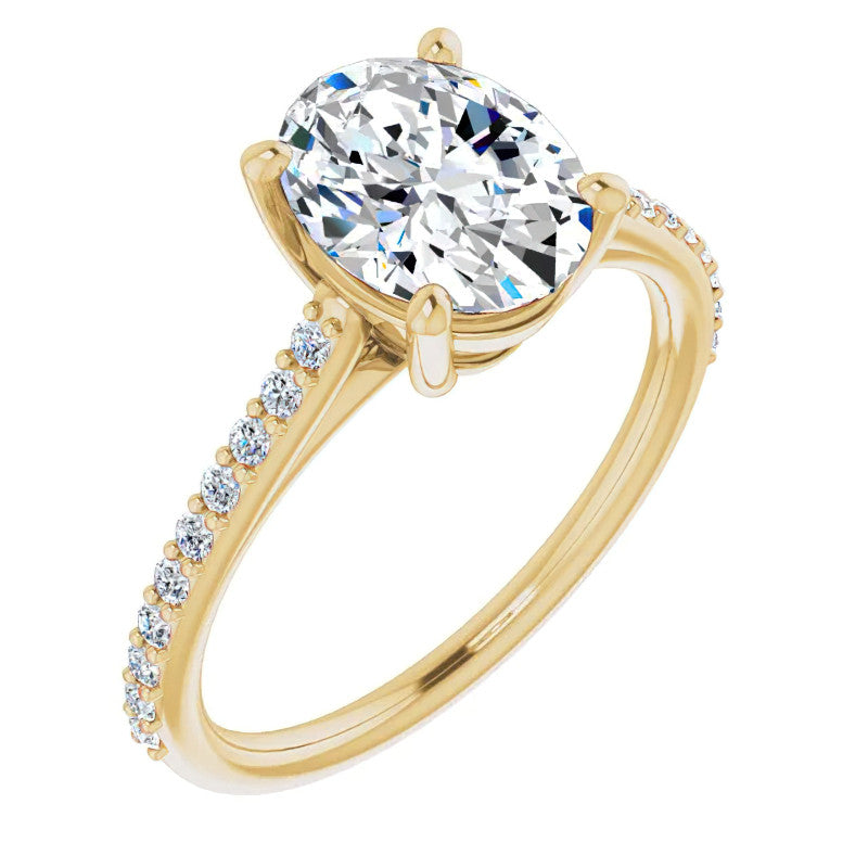 Oval Accented Cathedral Engagement Ring