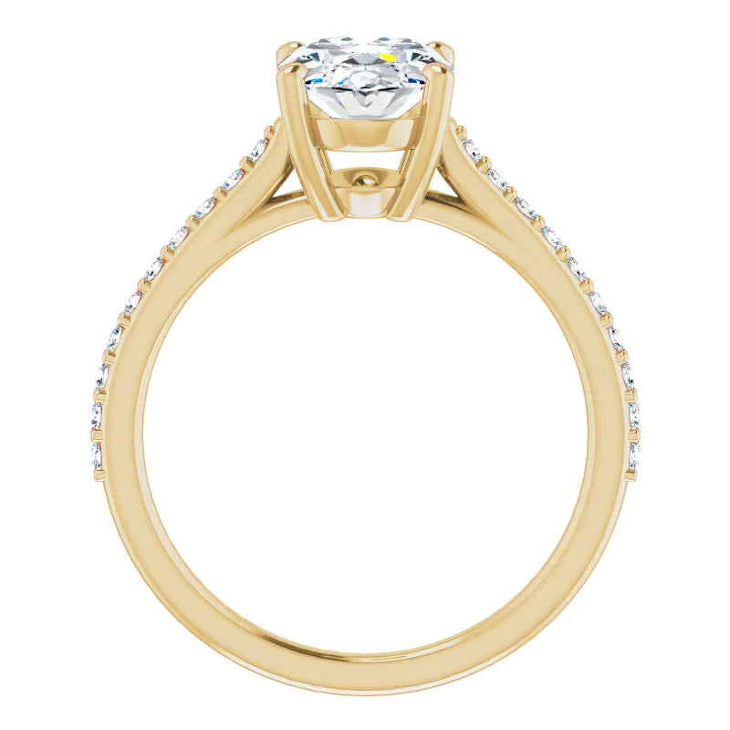 Oval Accented Cathedral Engagement Ring