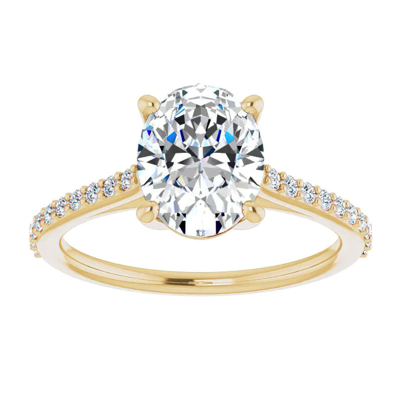 Oval Accented Cathedral Engagement Ring