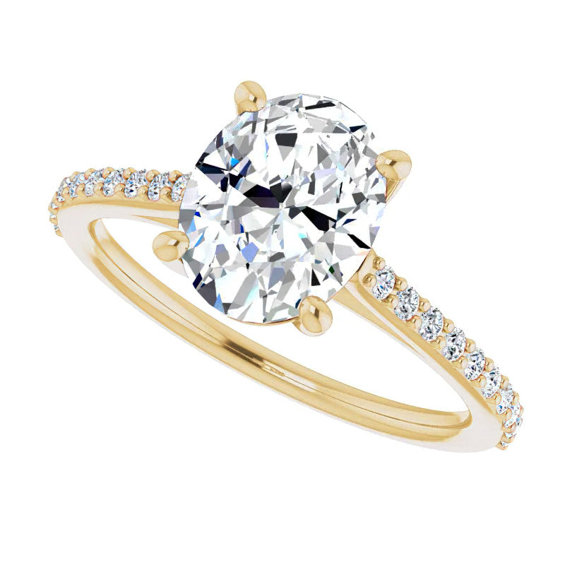 Oval Accented Cathedral Engagement Ring