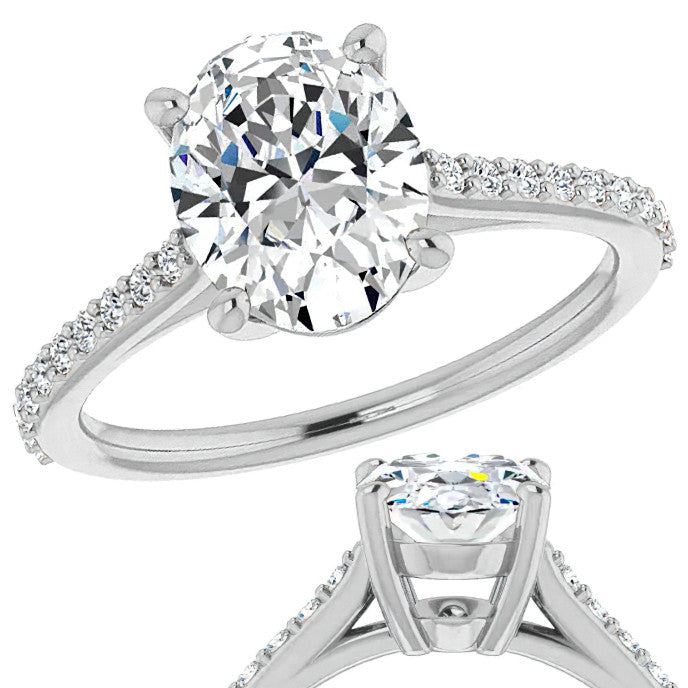 Oval Accented Cathedral Engagement Ring