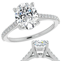 Oval Accented Cathedral Engagement Ring