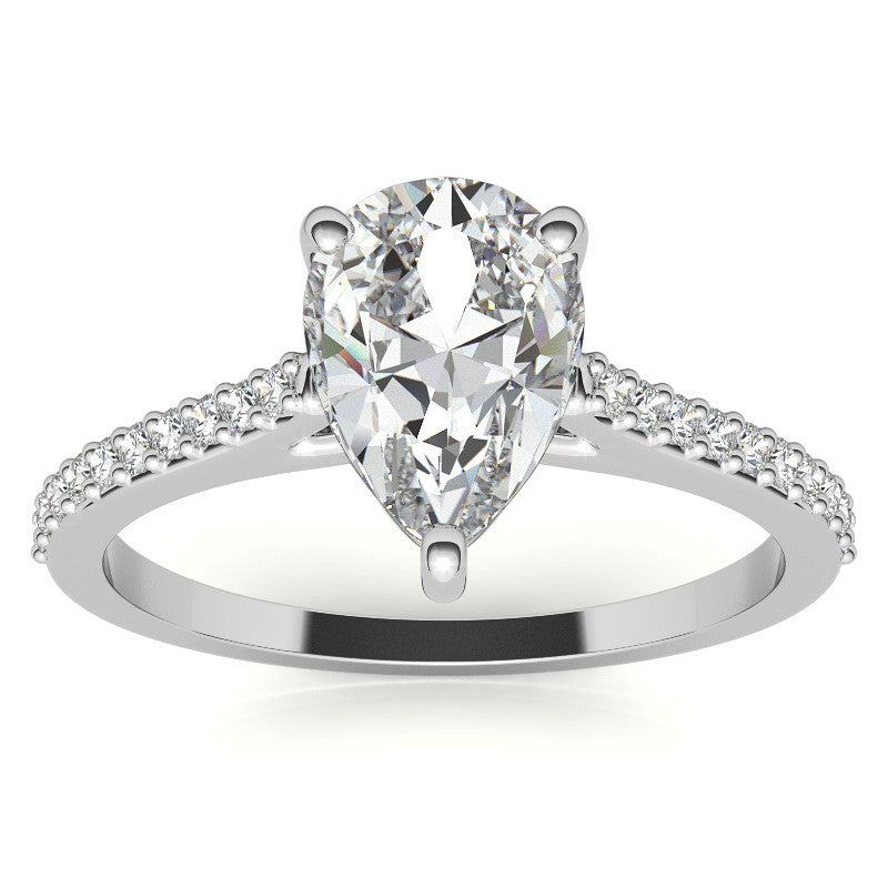 Pear Accented Engagement Ring