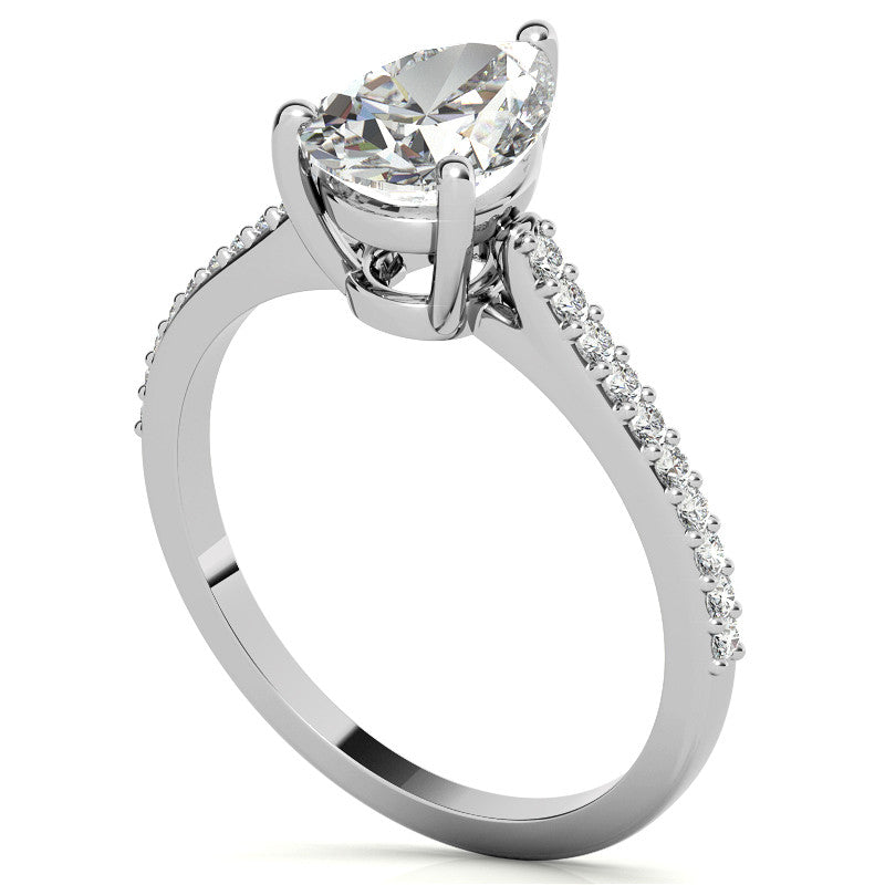 Pear Accented Engagement Ring