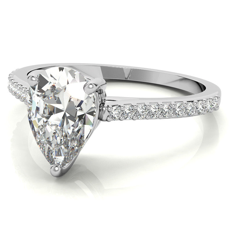 Pear Accented Engagement Ring