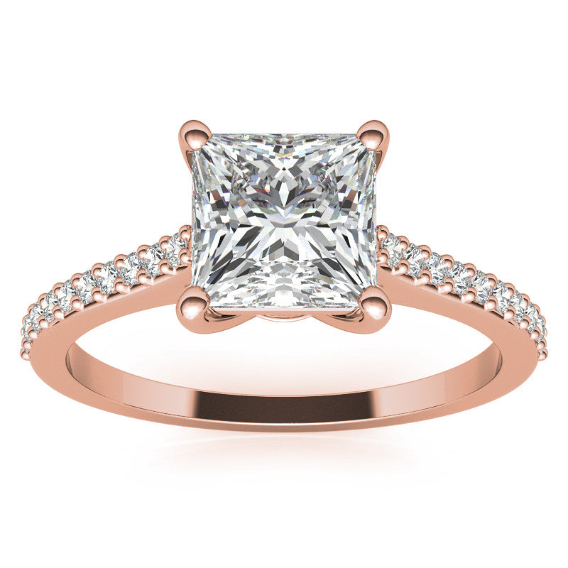 Princess cut Accented Engagement Ring