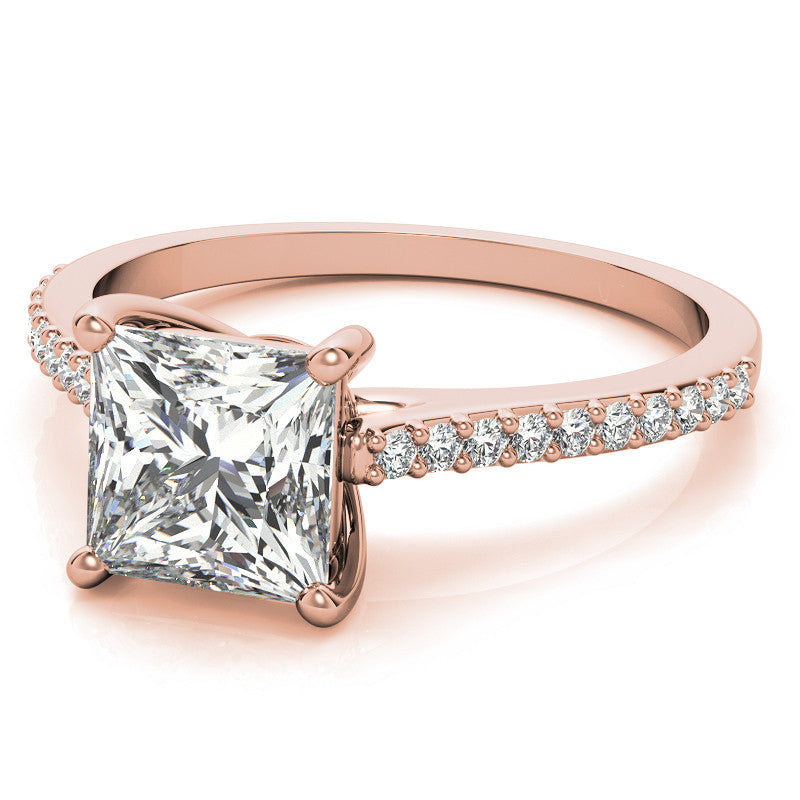 Princess cut Accented Engagement Ring