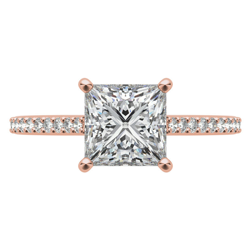 Princess cut Accented Engagement Ring