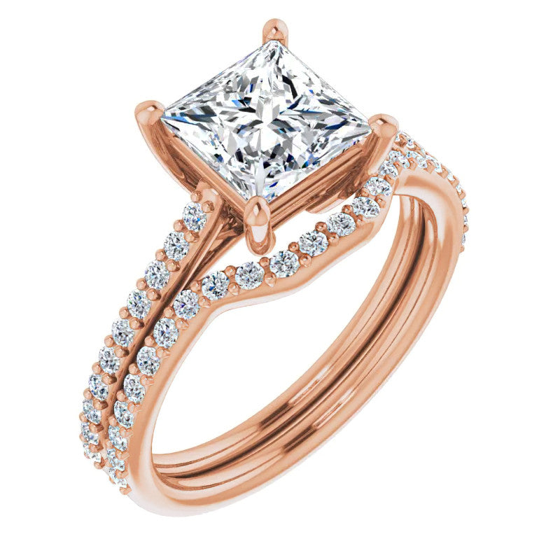 Princess cut Accented Engagement Ring