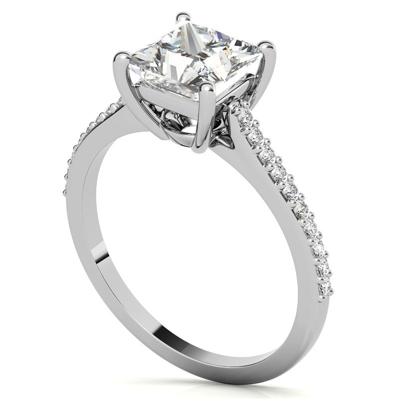 Princess cut Accented Engagement Ring