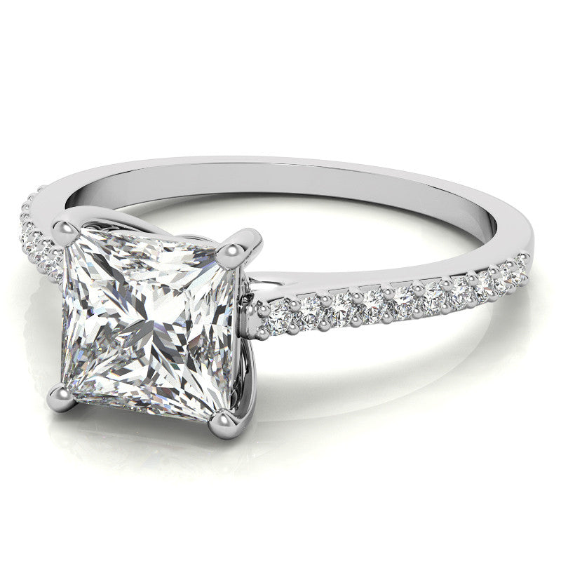 Princess cut Accented Engagement Ring