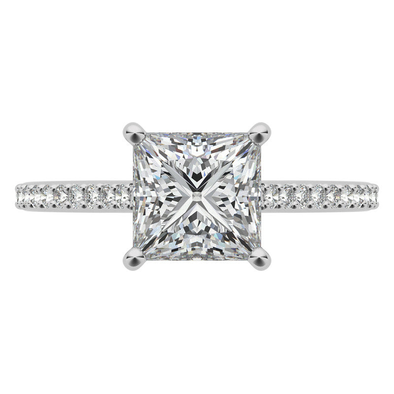 Princess cut Accented Engagement Ring