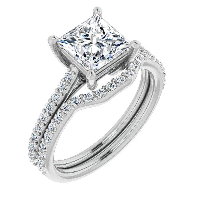 Princess cut Accented Engagement Ring