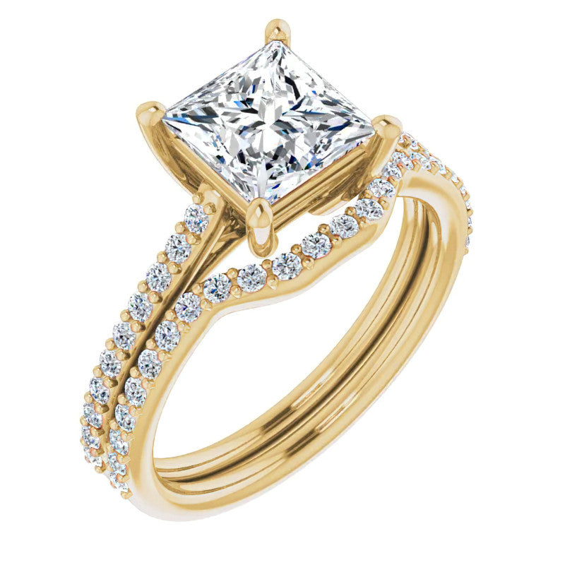 Princess cut Accented Engagement Ring