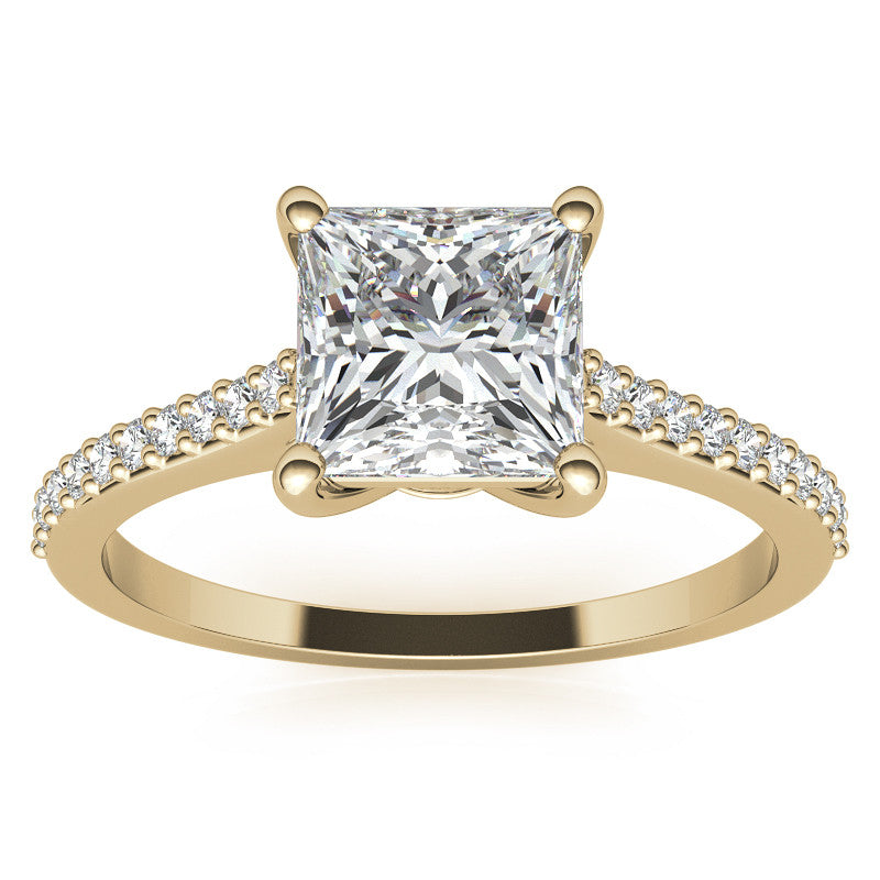 Princess cut Accented Engagement Ring