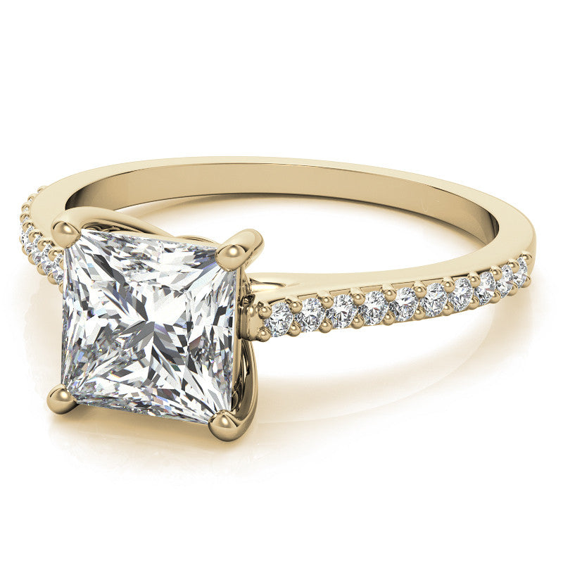 Princess cut Accented Engagement Ring