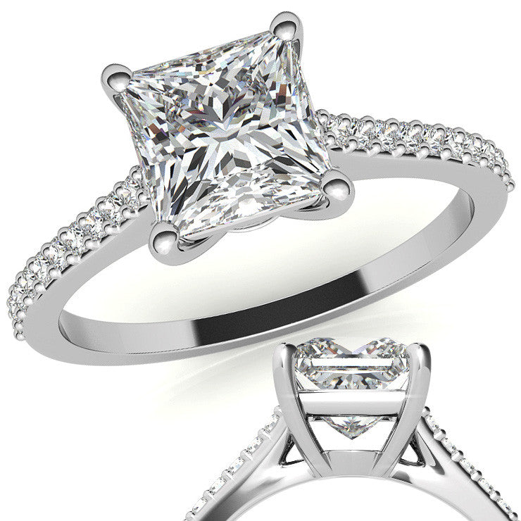 Princess cut Accented Engagement Ring