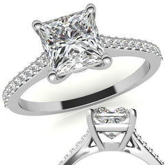 Princess cut Accented Engagement Ring