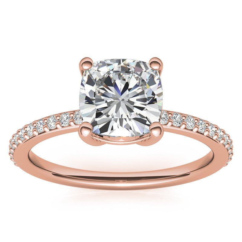 Cushion Moissanite Petite Basket Engagement Ring
