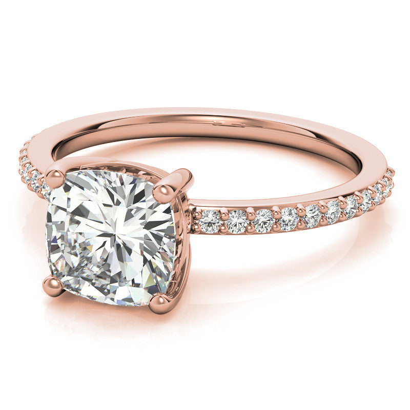 Cushion Moissanite Petite Basket Engagement Ring