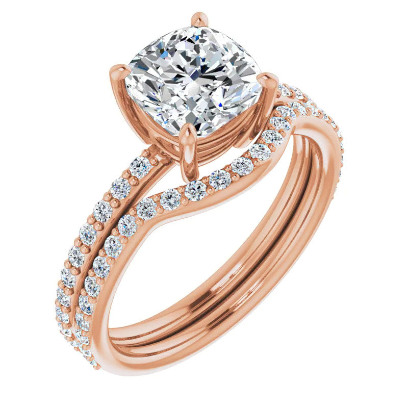 Cushion Moissanite Petite Basket Engagement Ring