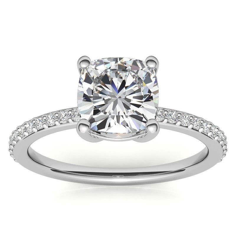 Cushion Moissanite Petite Basket Engagement Ring