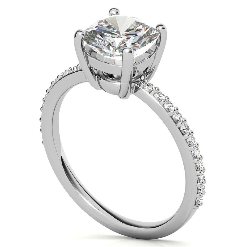 Cushion Moissanite Petite Basket Engagement Ring