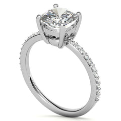 Cushion Moissanite Petite Basket Engagement Ring