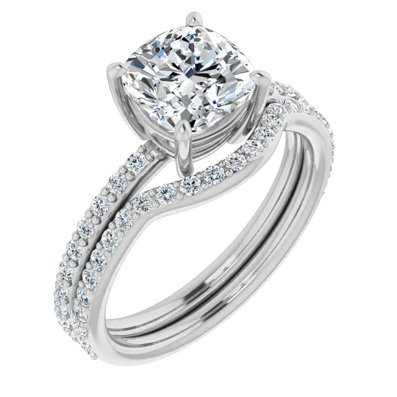 Cushion Moissanite Petite Basket Engagement Ring