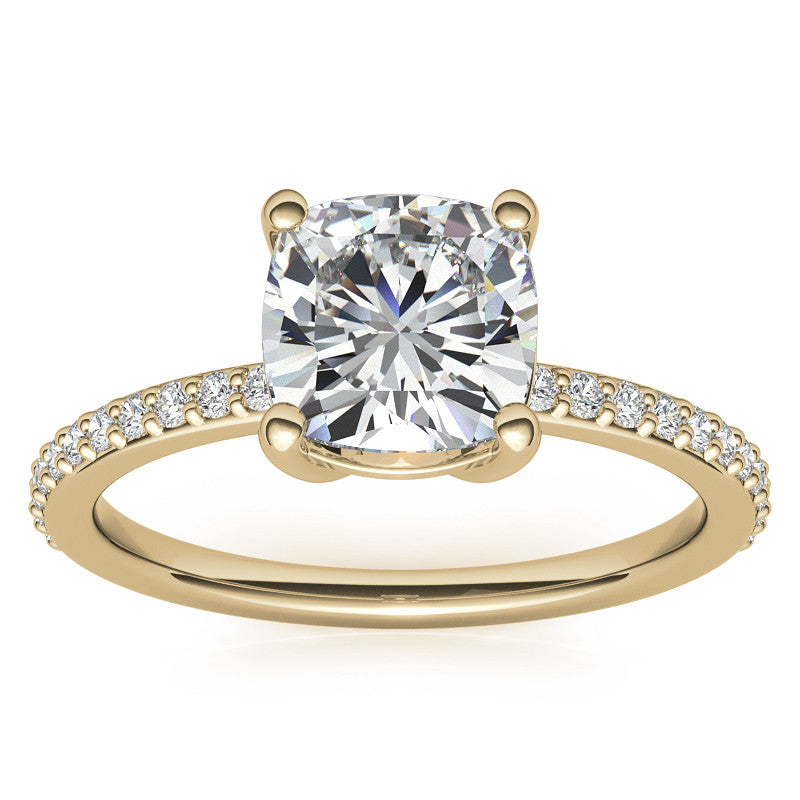 Cushion Moissanite Petite Basket Engagement Ring