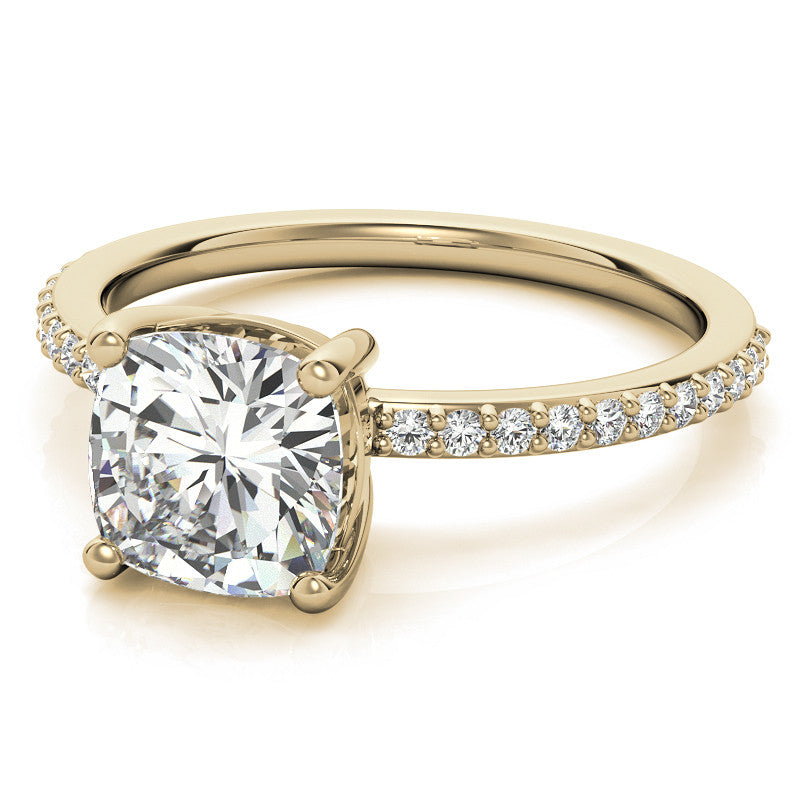 Cushion Moissanite Petite Basket Engagement Ring