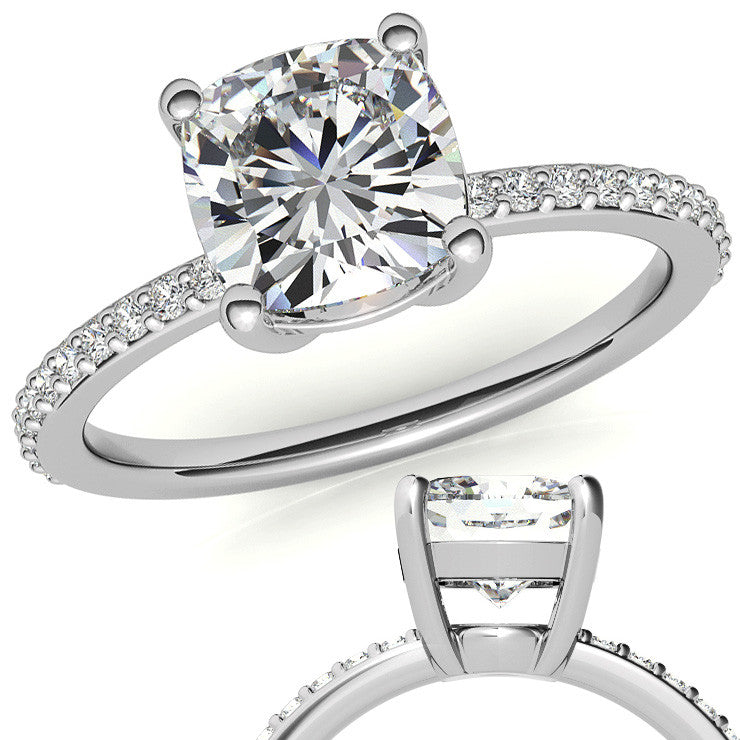 Cushion Moissanite Petite Basket Engagement Ring