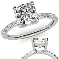 Cushion Moissanite Petite Basket Engagement Ring