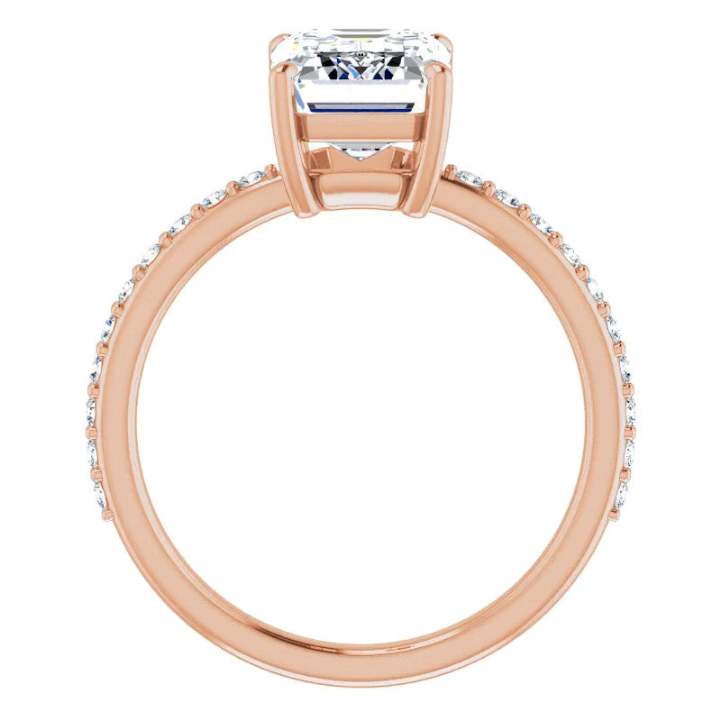 Emerald / Radiant Moissanite Petite Basket Engagement Ring