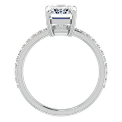 Emerald / Radiant Moissanite Petite Basket Engagement Ring