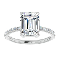 Emerald / Radiant Moissanite Petite Basket Engagement Ring