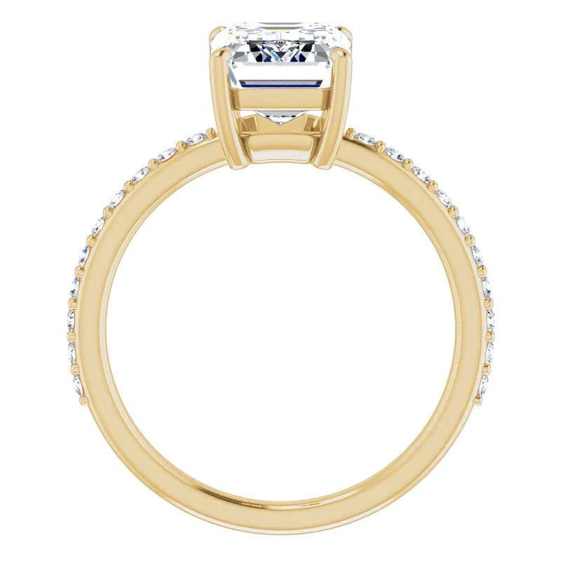 Emerald / Radiant Moissanite Petite Basket Engagement Ring