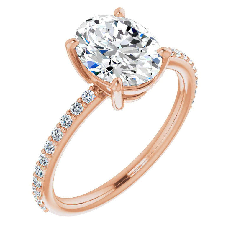 Oval Moissanite Petite Basket Engagement Ring