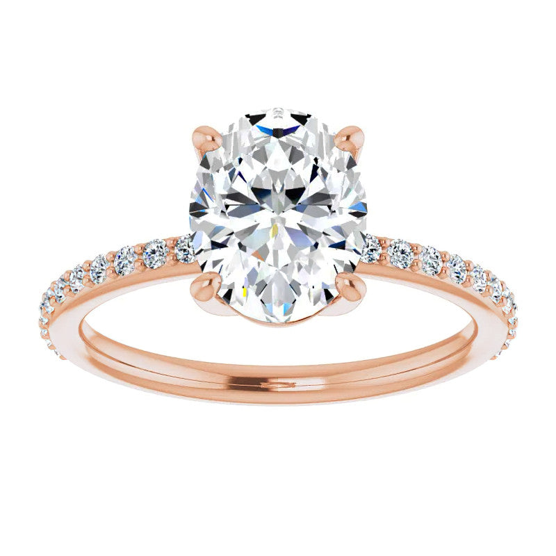 Oval Moissanite Petite Basket Engagement Ring